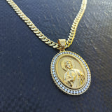 14k 6mm Gold Plated Cuban link Chain and Pendant