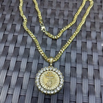 14k 6mm Gold Plated Cuban link Chain and Pendant