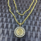 14k 6mm Gold Plated Cuban link Chain and Pendant