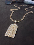 14k 6mm Gold Plated Cuban link Chain and Pendant