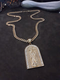 14k 6mm Gold Plated Cuban link Chain and Pendant