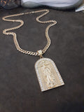 14k 6mm Gold Plated Cuban link Chain and Pendant