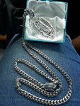 8mm White Gold Plated Cuban link Chain Pendant and Bracelet Set