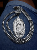 8mm White Gold Plated Cuban link Chain Pendant and Bracelet Set