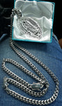 8mm White Gold Plated Cuban link Chain Pendant and Bracelet Set