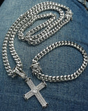 8mm White Gold Plated Cuban link Chain Pendant and Bracelet Set