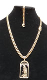 14k 8mm Gold Plated Cuban Link Chain Pendant and Bracelet Set