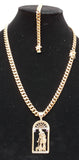 14k 8mm Gold Plated Cuban Link Chain Pendant and Bracelet Set