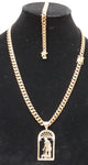 14k 8mm Gold Plated Cuban Link Chain Pendant and Bracelet Set