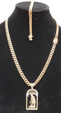 14k 8mm Gold Plated Cuban Link Chain Pendant and Bracelet Set