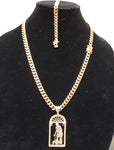 14k 8mm Gold Plated Cuban Link Chain Pendant and Bracelet Set