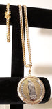 14k 6mm Gold Plated Cuban Link Chain Pendant and Bracelet Set