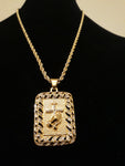 14k 3mm Gold Plated Rope Chain and Pendent Set