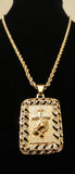 14k 3mm Gold Plated Rope Chain and Pendent Set