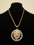 14k 4mm Gold plated Rope Chain and Pendent Set