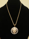 14k 4mm Gold plated Rope Chain and Pendent Set