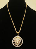 14k 4mm Gold plated Rope Chain and Pendent Set