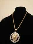 14k 4mm Gold plated Rope Chain and Pendent Set