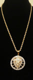 14k 4mm Gold plated Rope Chain and Pendent Set