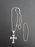 14k 3mm White Gold plated Rope Chain Bracelet and Pendent Set