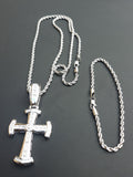 14k 3mm White Gold plated Rope Chain Bracelet and Pendent Set