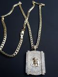 18k Gold Filled 4mm Cuban link Chain and Pendant