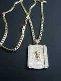 18k Gold Filled 4mm Cuban link Chain and Pendant