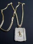 18k Gold Filled 4mm Cuban link Chain and Pendant