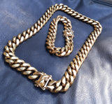 Big Boy! 16mm 14k Gold Plated Cuban Link Chain and Bracelet Set