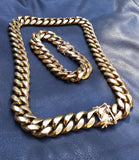 Big Boy! 16mm 14k Gold Plated Cuban Link Chain and Bracelet Set