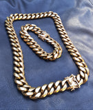 Big Boy! 16mm 14k Gold Plated Cuban Link Chain and Bracelet Set