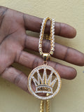 14k Ice out Gold filled 20inch Tennis and Charm