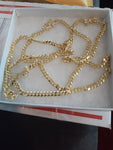 10k 3mm Gold Over 925 Silver Cuban link Chain and Bracelet Set