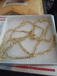 10k 3mm Gold Over 925 Silver Cuban link Chain and Bracelet Set