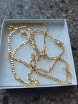 10k 3mm Gold Over 925 Silver Cuban link Chain and Bracelet Set