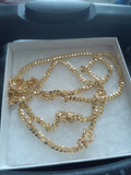 10k 3mm Gold Over 925 Silver Cuban link Chain and Bracelet Set