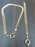 14k Gold filled Women Double Cuban link Chain and Bracelet