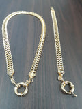 14k Gold filled Women Double Cuban link Chain and Bracelet