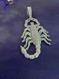 Iced out white gold plated scorpion pendant