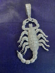 Iced out white gold plated scorpion pendant