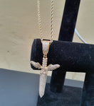 Iced out Wing Knife gold plated pendant