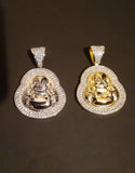 Iced out Buddha gold plated pendant