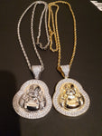 14k 3mm Gold Plated Rope Chain and Buddha Pendent Set