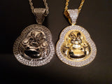 14k 3mm Gold Plated Rope Chain and Buddha Pendent Set