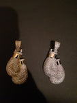 Iced out boxing gloves gold plated pendant