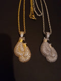 14k 3mm Gold Plated Rope Chain and  Boxing Glove Pendent Set