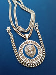 14k 6mm Gold Plated Cuban Link Chain Pendant and Bracelet Set