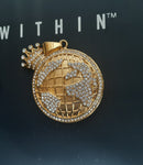 14k gold plated World pendant