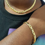 14k Gold filled Women Cuban link Chain and Bracelet