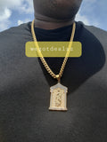 14k Gold plated 10mm Cuban link Chain and Pendant